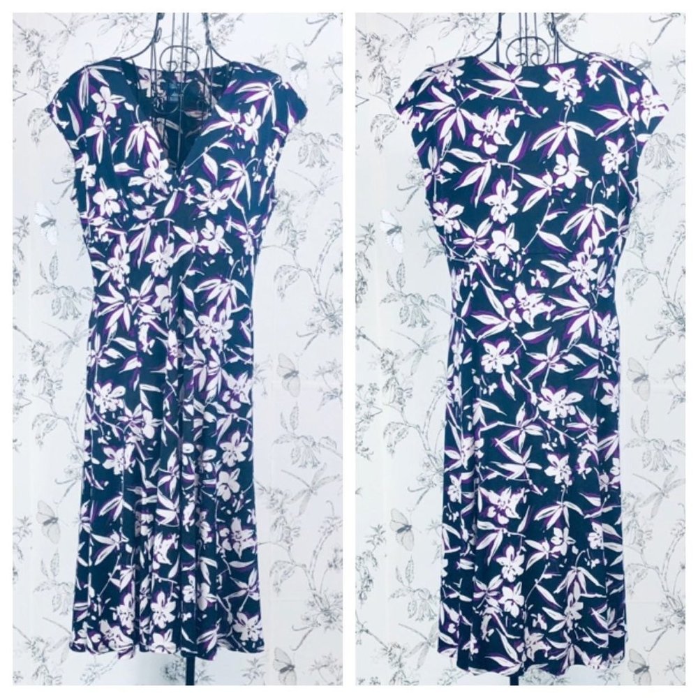 Chaps Floral Midi-Dress - L